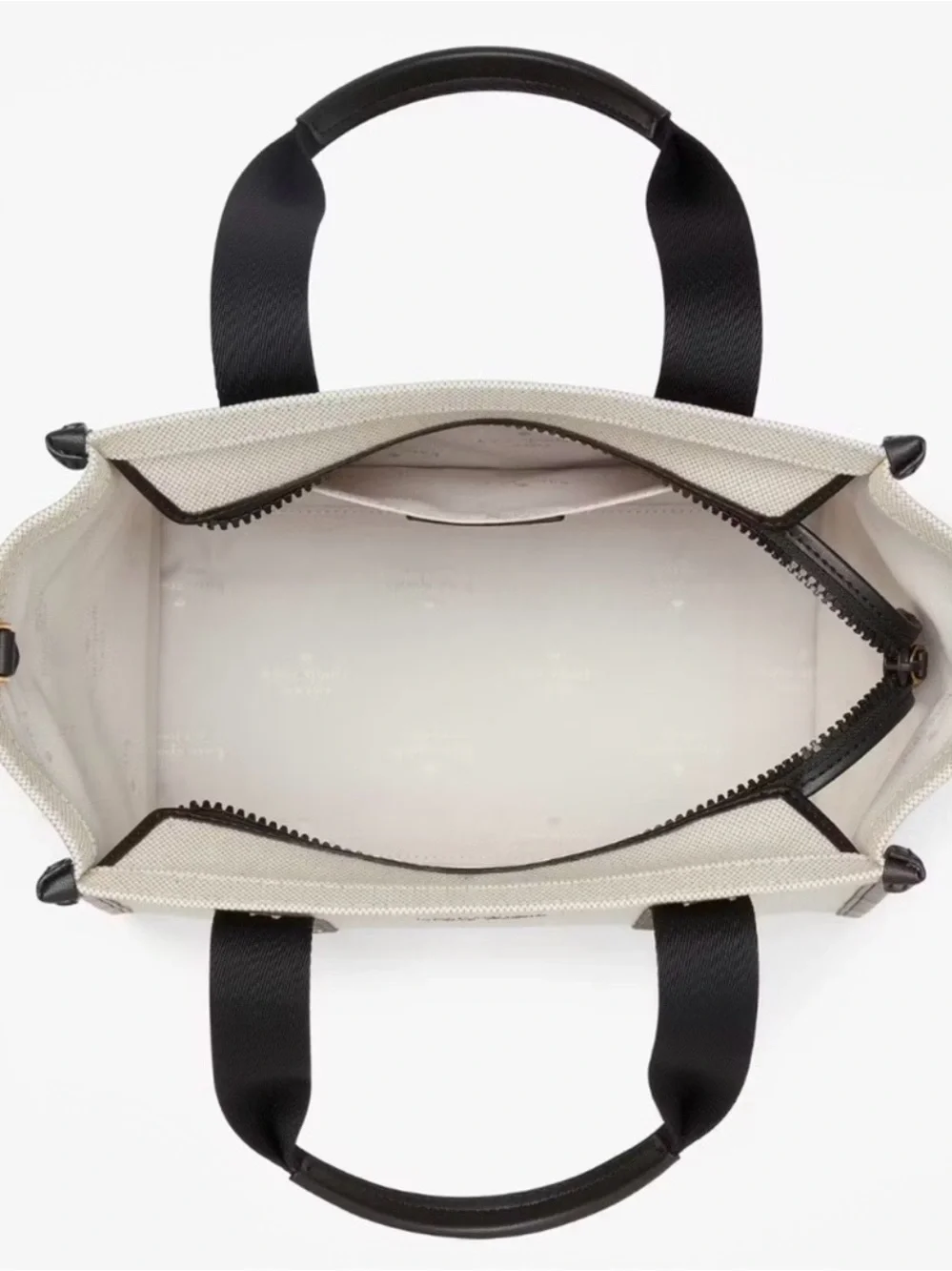 kate spade New York Natural Canvas Tote with Black Straps